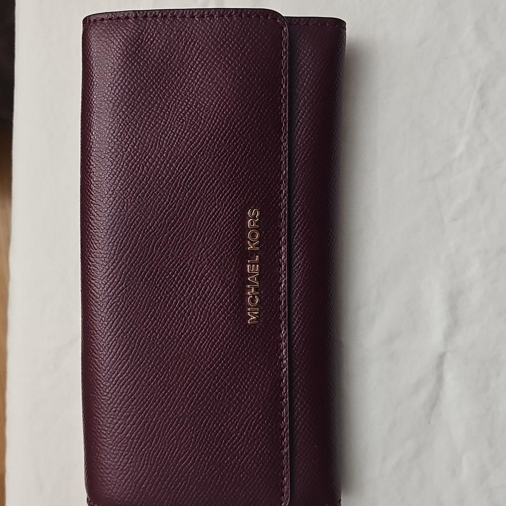 Michael Kors Deep Burgundy Leather Clutch